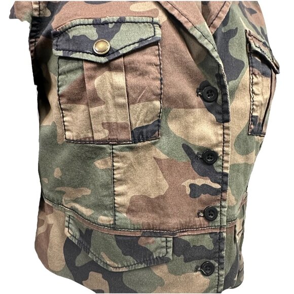 Marrakech Anthropologie Camo Cropped Utility Jacket Women’s Small Cotton Stretch - Picture 3 of 10